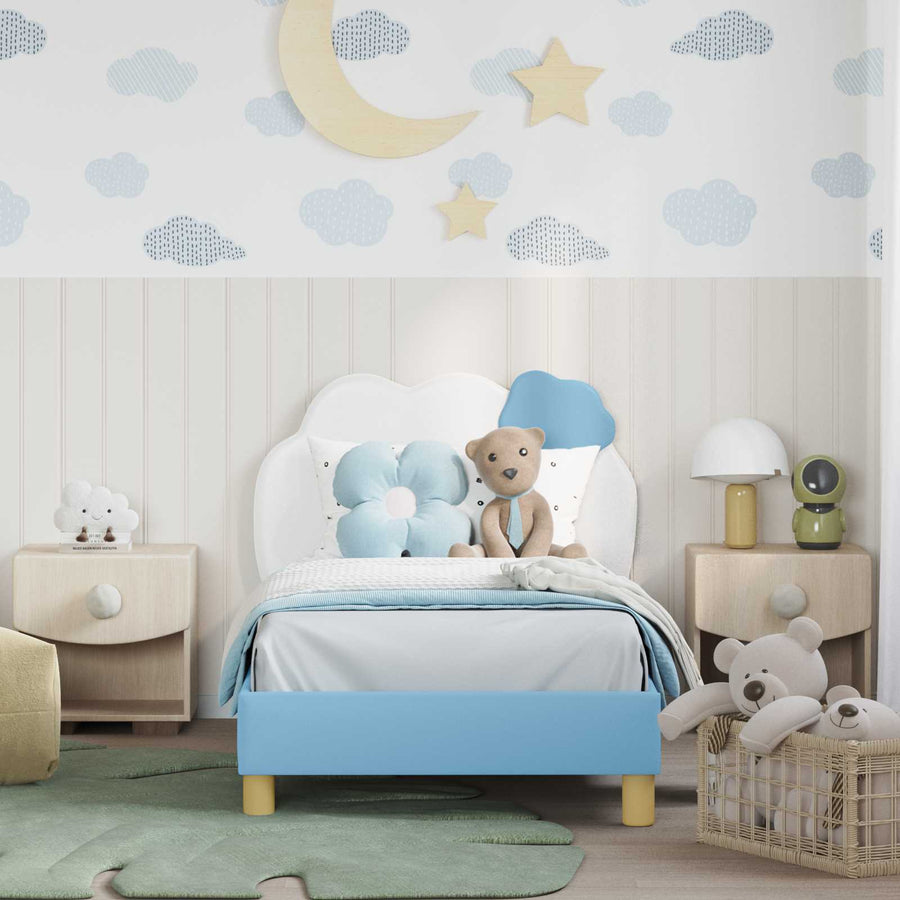 Bedframe voor kinderen met hoofdbord Blauw 80 x 160 cm PU