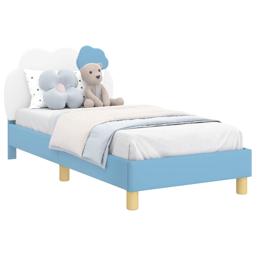 Bedframe voor kinderen met hoofdbord Blauw 80 x 160 cm PU