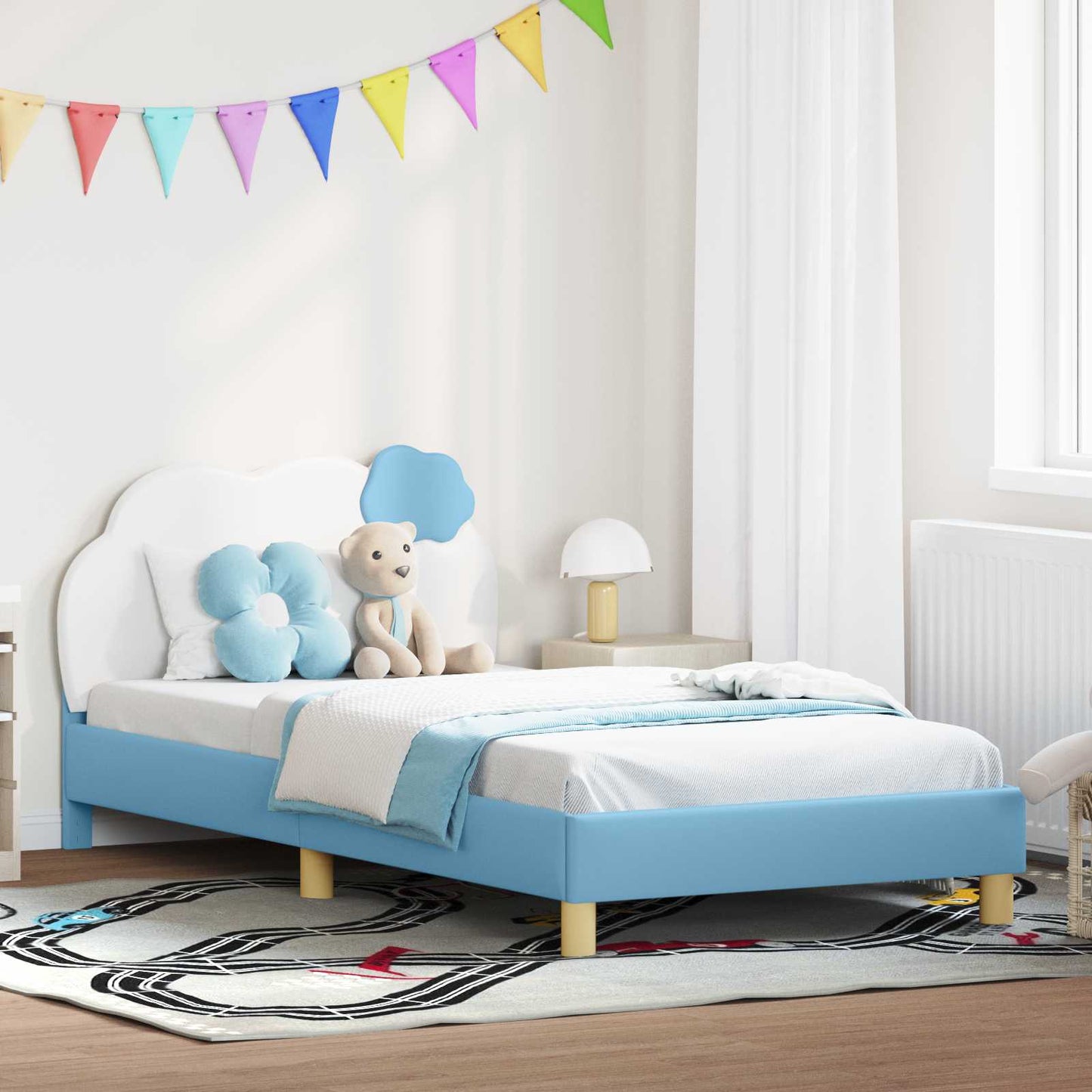 Bedframe voor kinderen met hoofdbord Blauw 80 x 200 cm PU