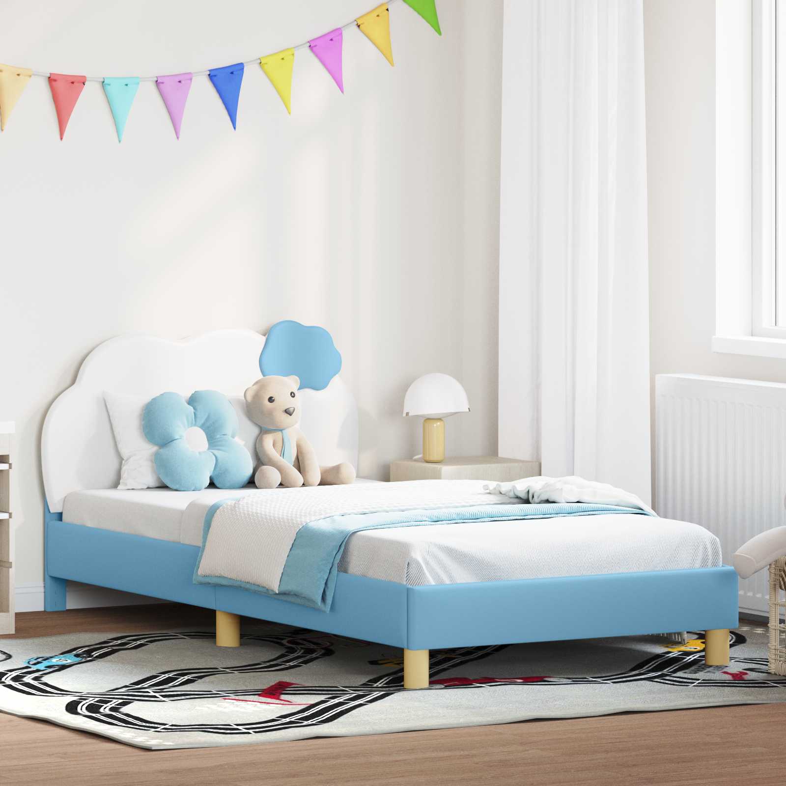 Bedframe voor kinderen met hoofdbord Blauw 80 x 200 cm PU