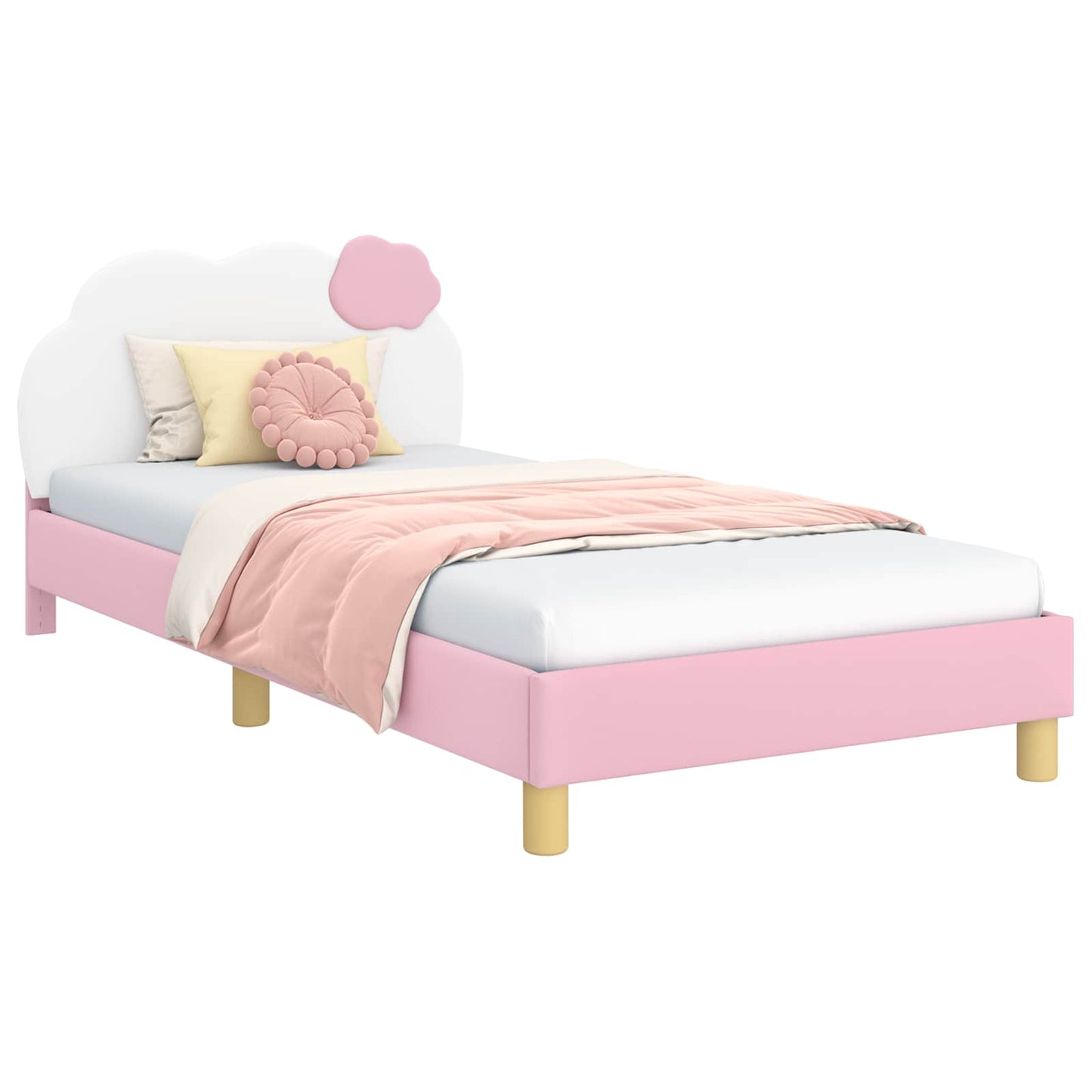 Bedframe voor kinderen met hoofdbord Roze 90 x 190 cm PU