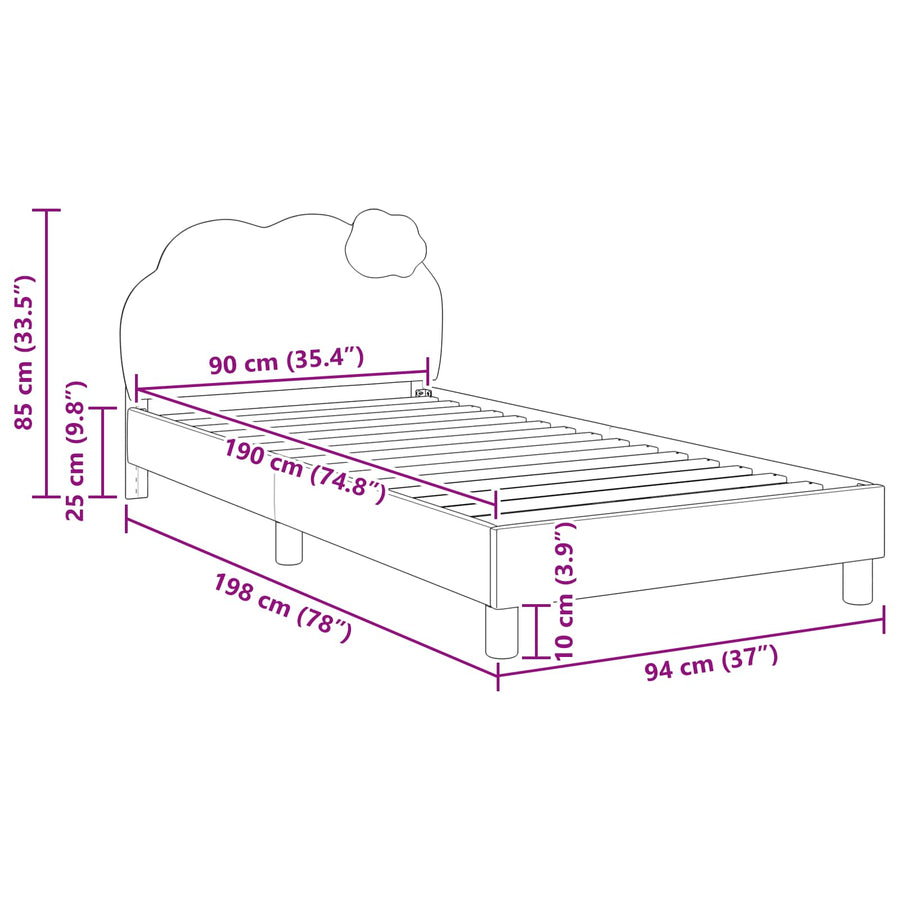 Bedframe voor kinderen met hoofdbord Roze 90 x 190 cm PU