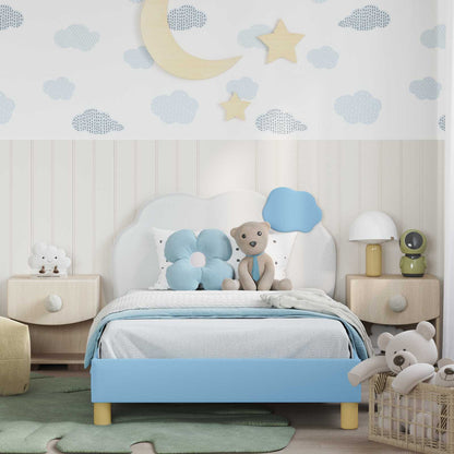 Bedframe voor kinderen met hoofdbord Blauw 90 x 190 cm PU