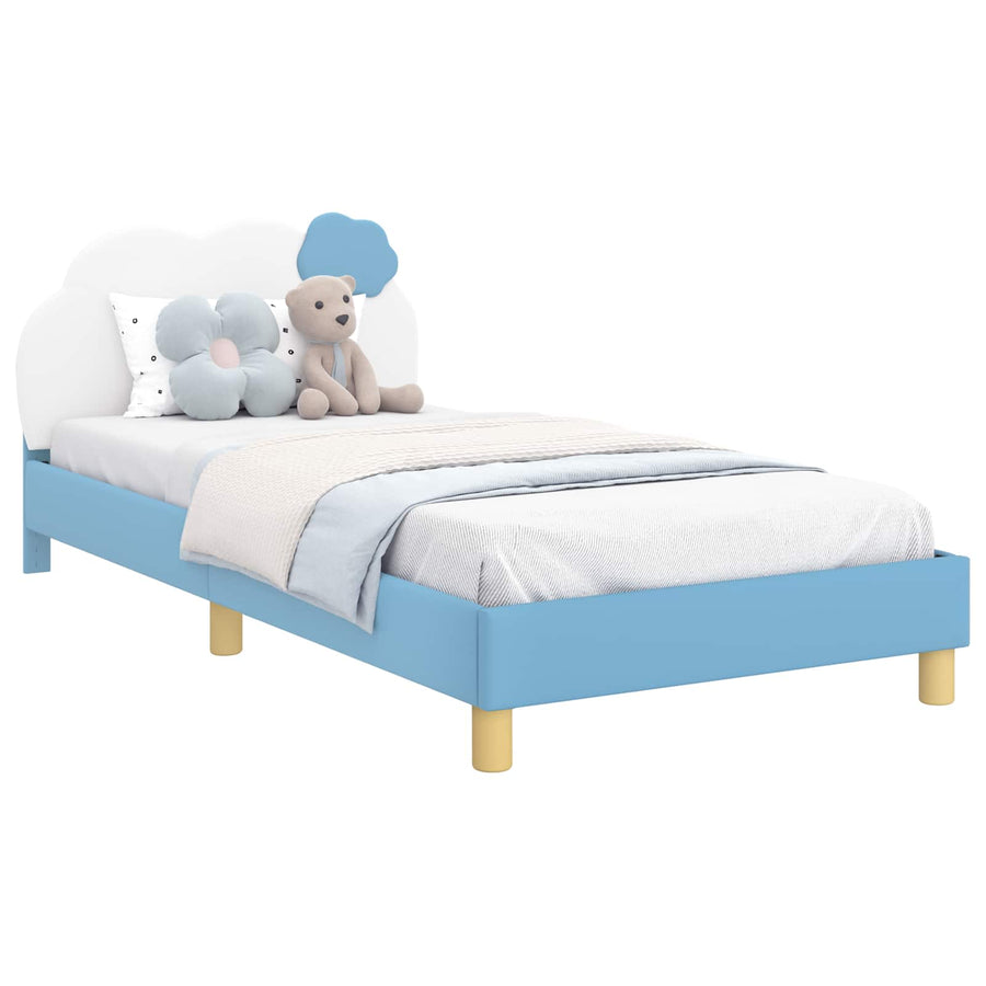 Bedframe voor kinderen met hoofdbord Blauw 90 x 190 cm PU