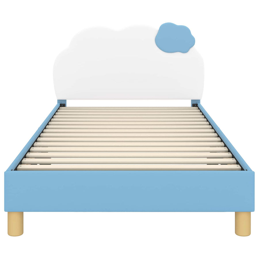 Bedframe voor kinderen met hoofdbord Blauw 90 x 190 cm PU