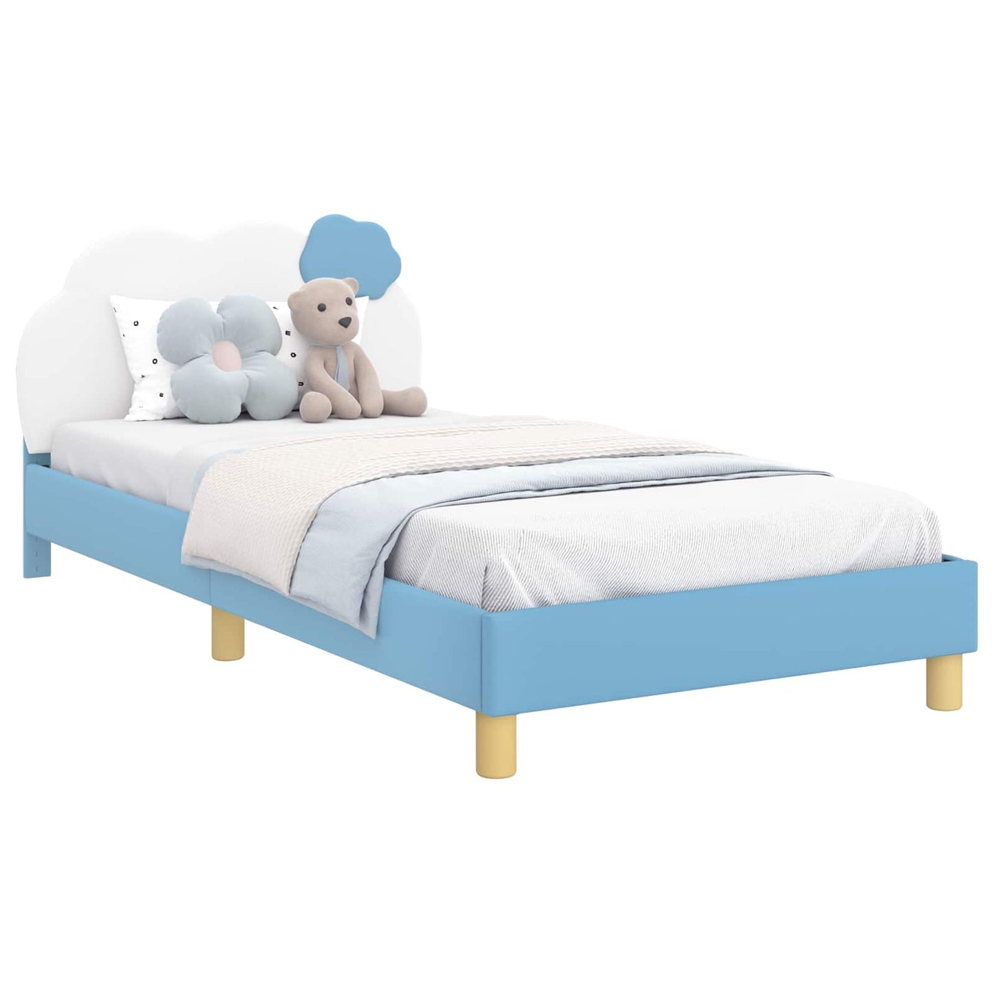 Bedframe voor kinderen met hoofdbord Blauw 90 x 200 cm PU