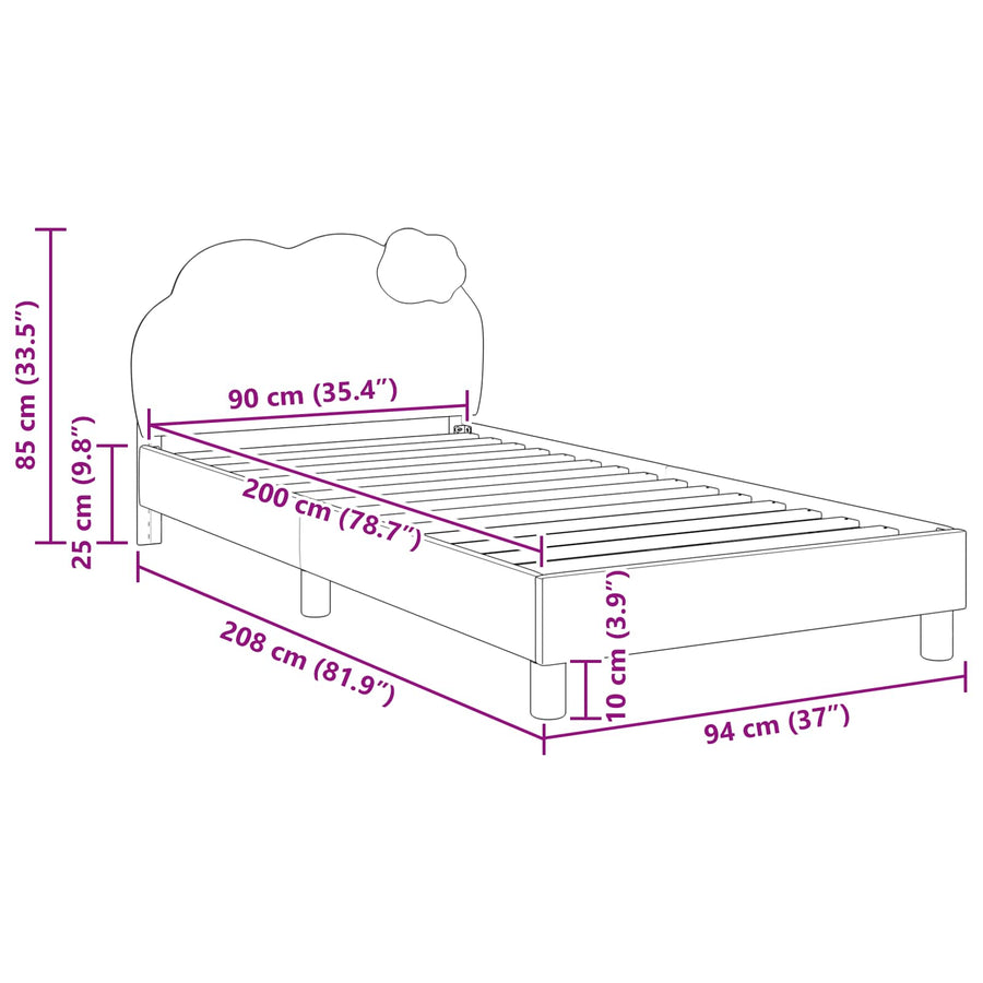 Bedframe voor kinderen met hoofdbord Blauw 90 x 200 cm PU