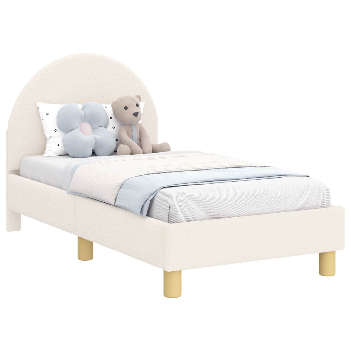 Peuterbedframe met hoofdbord Crèmekleurig 70 x 140 cm Bouclé
