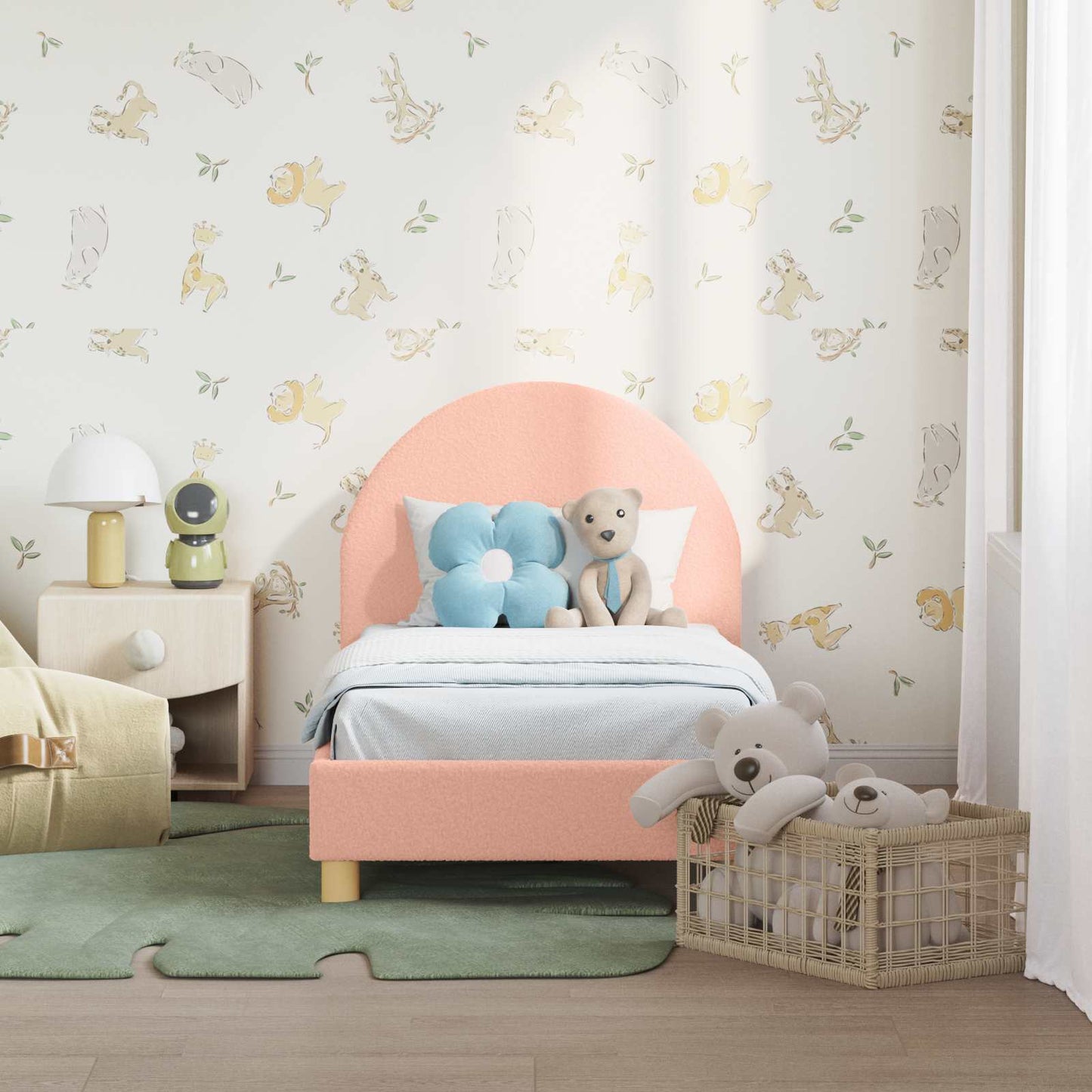 Peuterbedframe met hoofdbord Roze 70 x 140 cm Schapenstof