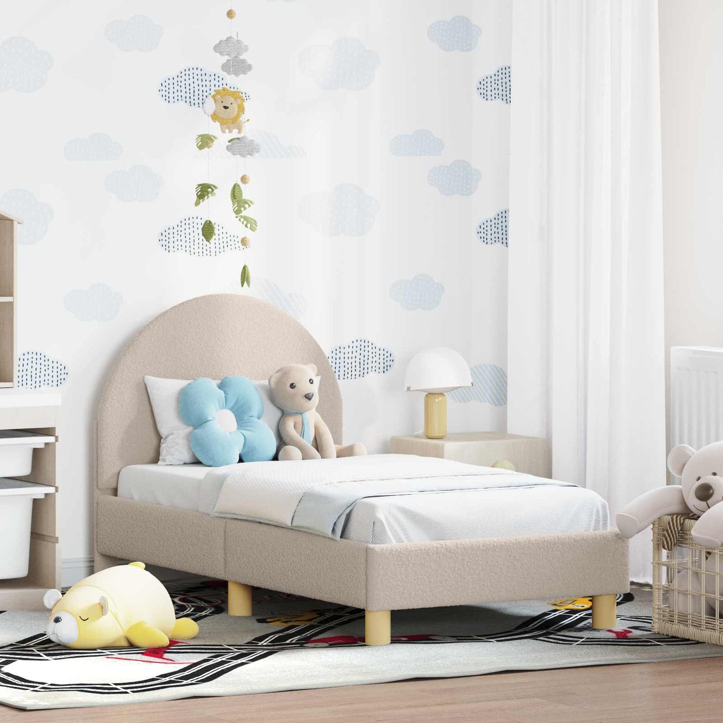 Peuterbedframe met hoofdbord Lichtgrijs 70 x 140 cm Schapenstof
