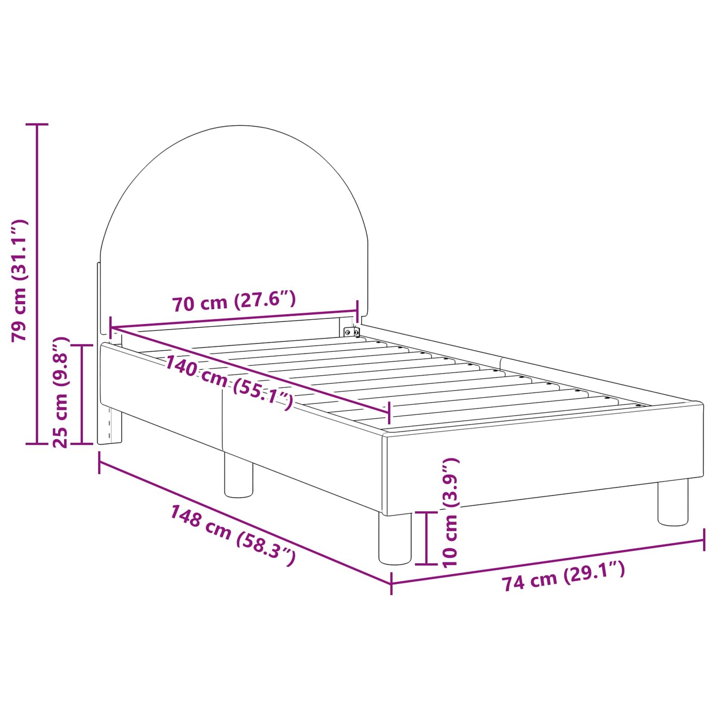 Peuterbedframe met hoofdbord Lichtgrijs 70 x 140 cm Schapenstof