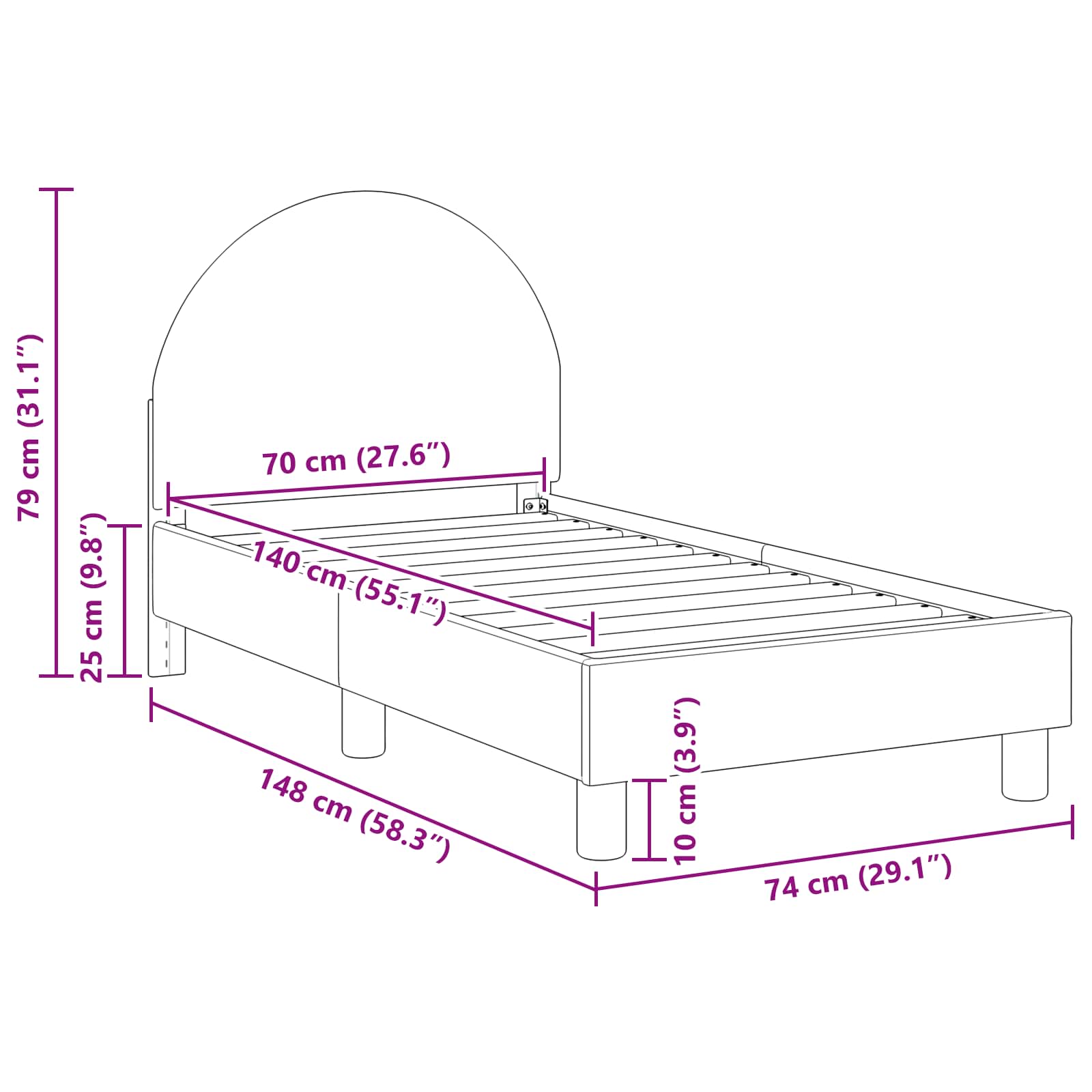 Peuterbedframe met hoofdbord Lichtgrijs 70 x 140 cm Schapenstof