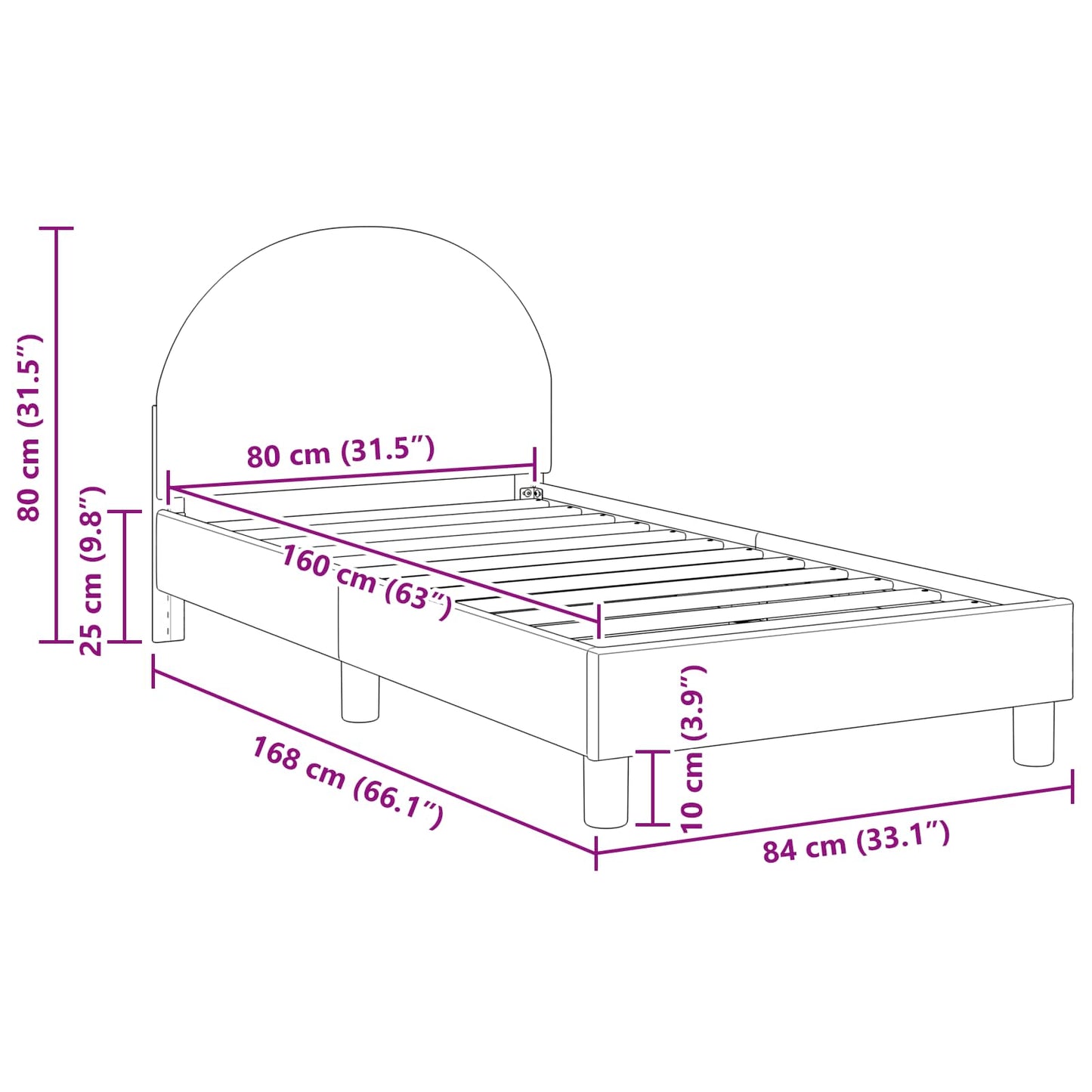Bedframe voor kinderen met hoofdbord Roze 80 x 160 cm