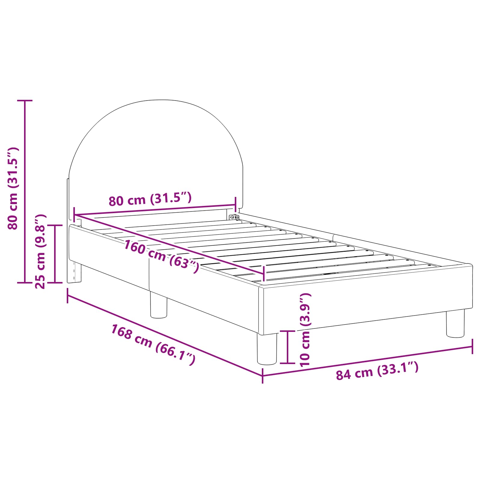 Bedframe voor kinderen met hoofdbord Roze 80 x 160 cm