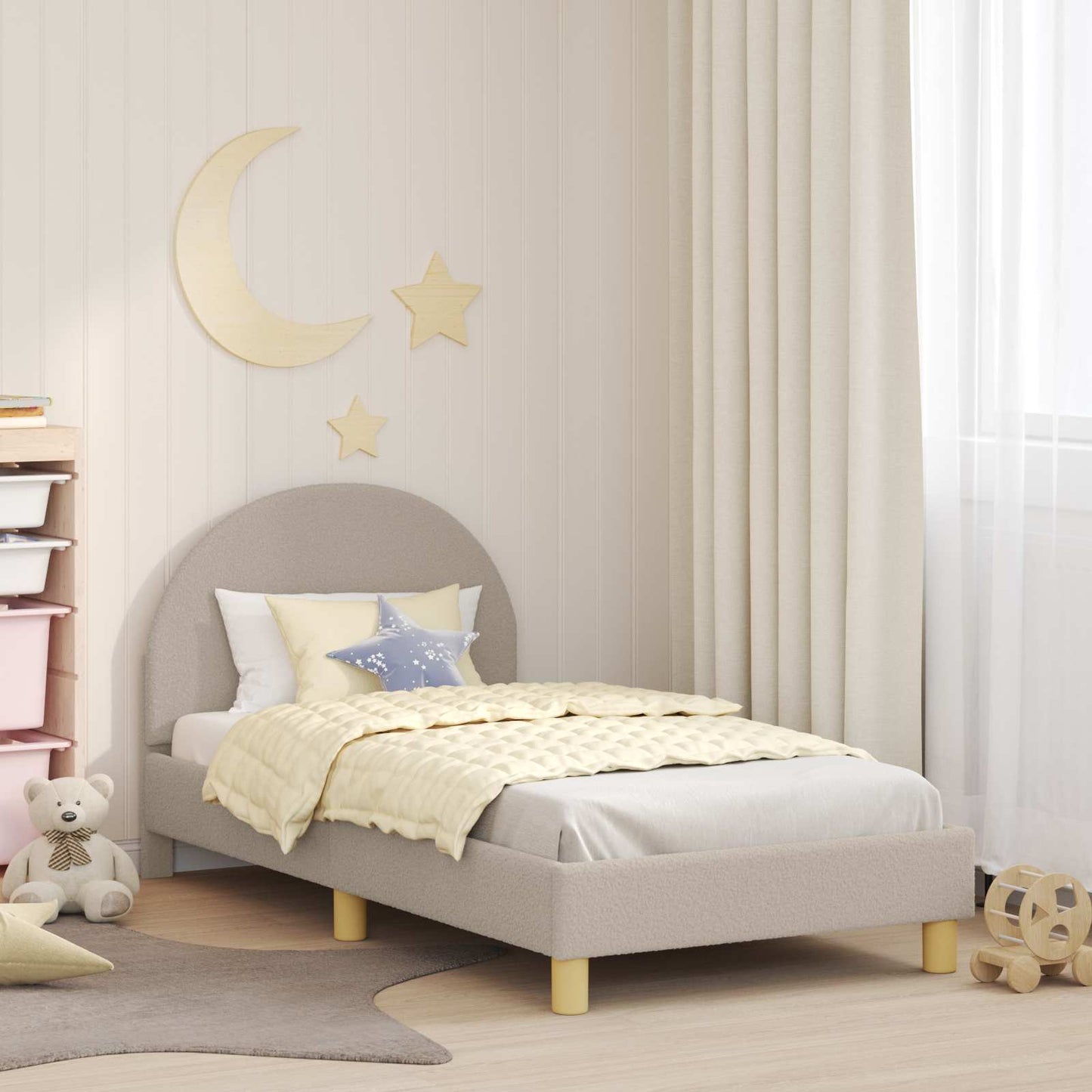 Bedframe voor kinderen met hoofdbord Lichtgrijs 80 x 160 cm