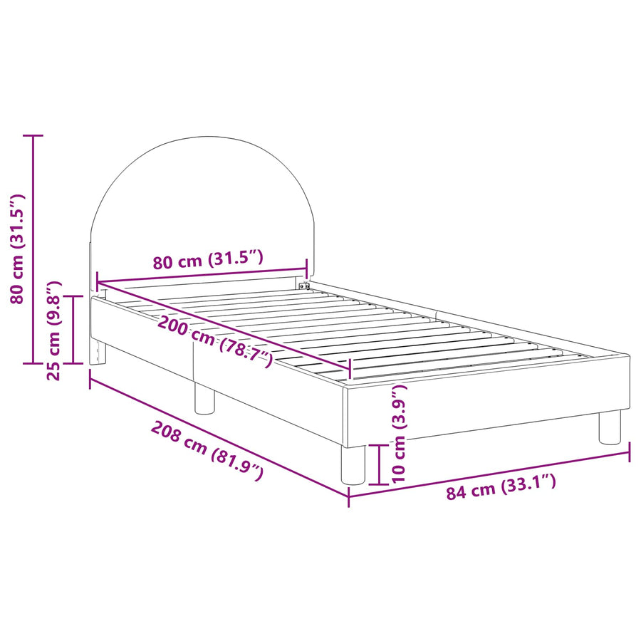 Bedframe voor kinderen met hoofdbord Roze 80 x 200 cm