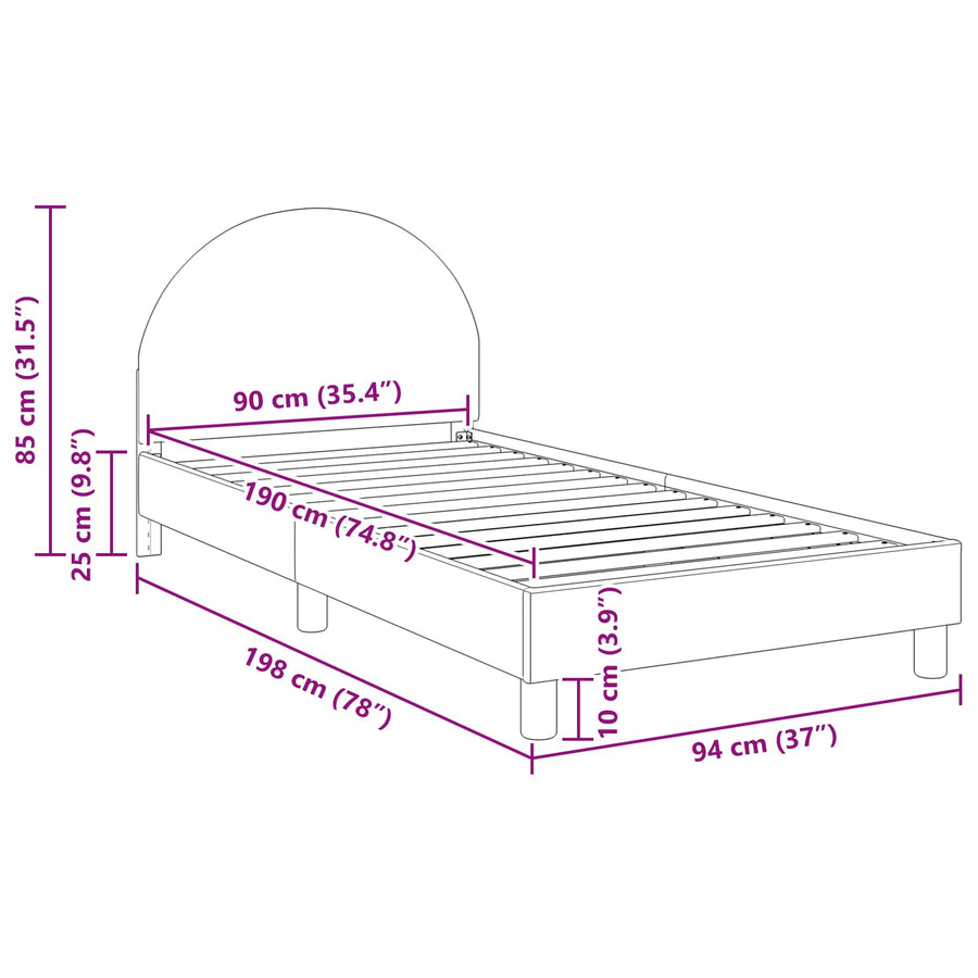 Bedframe voor kinderen met hoofdbord Roze 90 x 190 cm