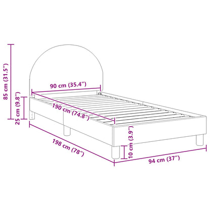 Bedframe voor kinderen met hoofdbord Lichtgrijs 90 x 190 cm