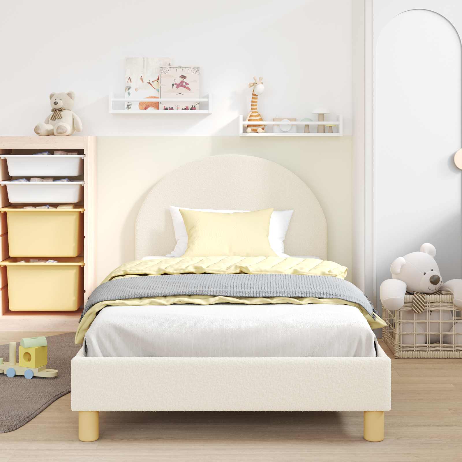 Bedframe voor kinderen met hoofdbord Crème 90 x 200 cm