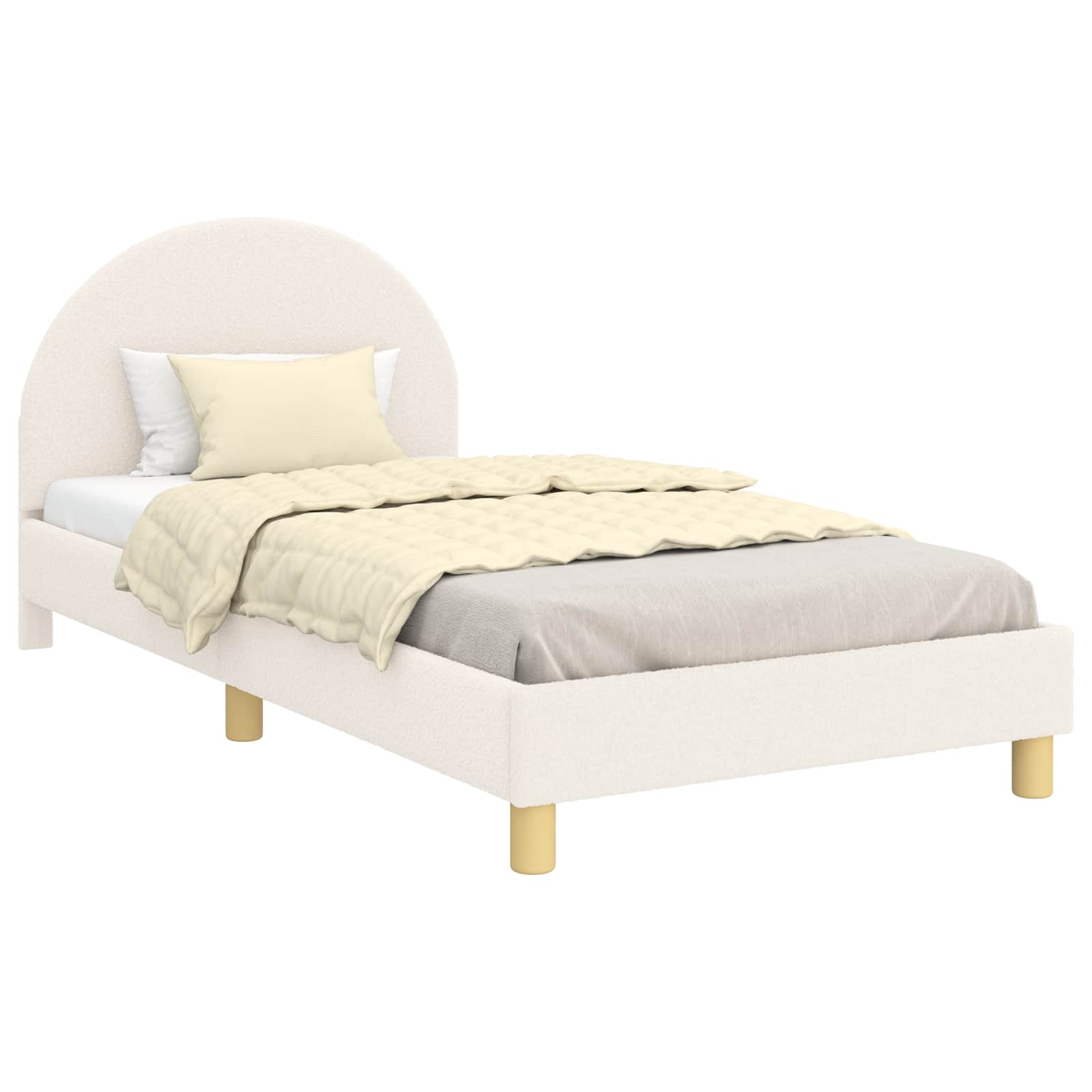 Bedframe voor kinderen met hoofdbord Crème 90 x 200 cm
