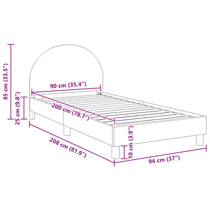 Bedframe voor kinderen met hoofdbord Crème 90 x 200 cm
