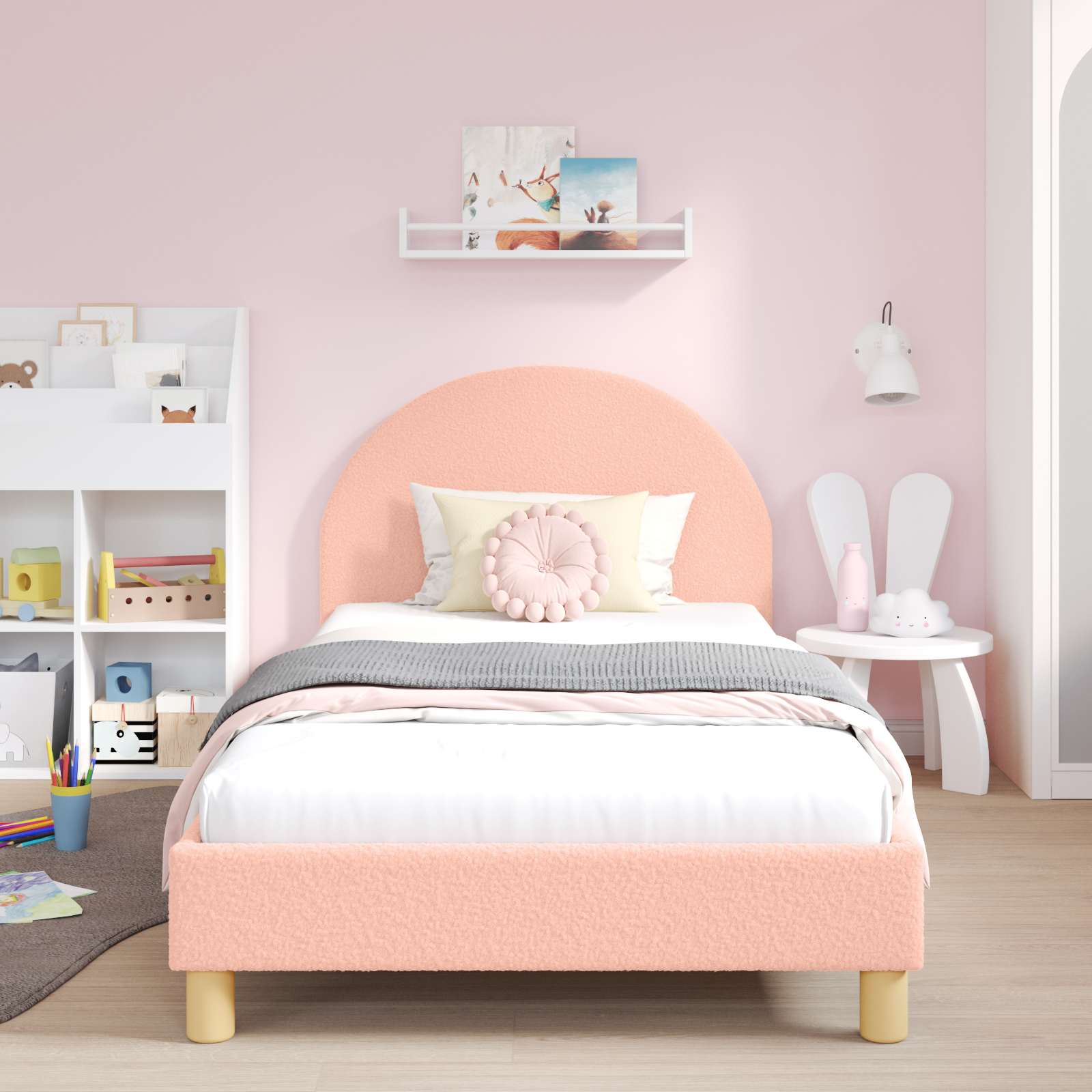 Bedframe voor kinderen met hoofdbord Roze 90 x 200 cm