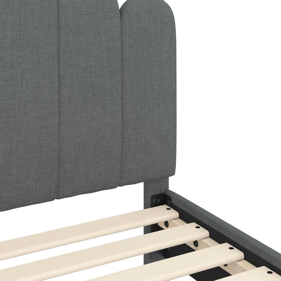 Peuterbedframe Met Hoofdbord Stof 70 x 140 cm Donkergrijs