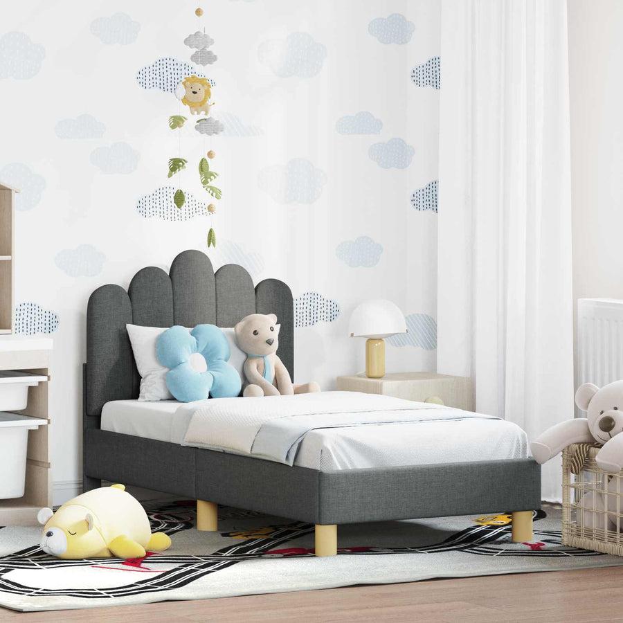 Peuterbedframe Met Hoofdbord Stof 70 x 140 cm Donkergrijs
