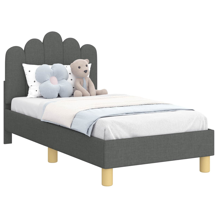 Peuterbedframe Met Hoofdbord Stof 70 x 140 cm Donkergrijs