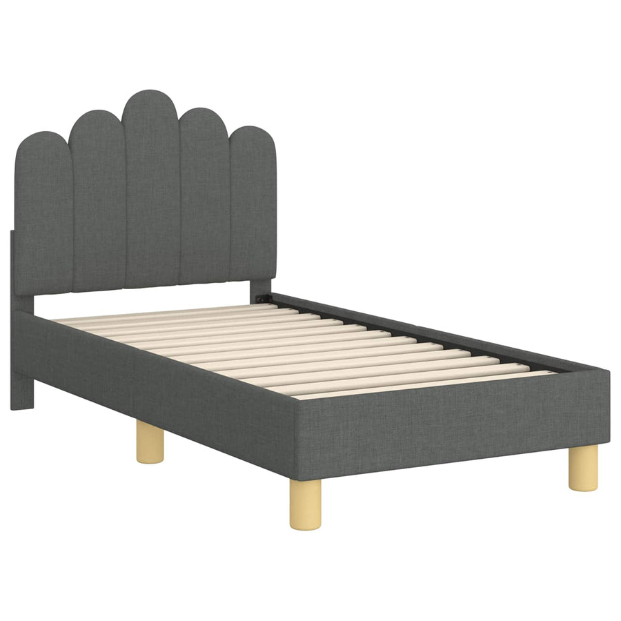Peuterbedframe Met Hoofdbord Stof 70 x 140 cm Donkergrijs