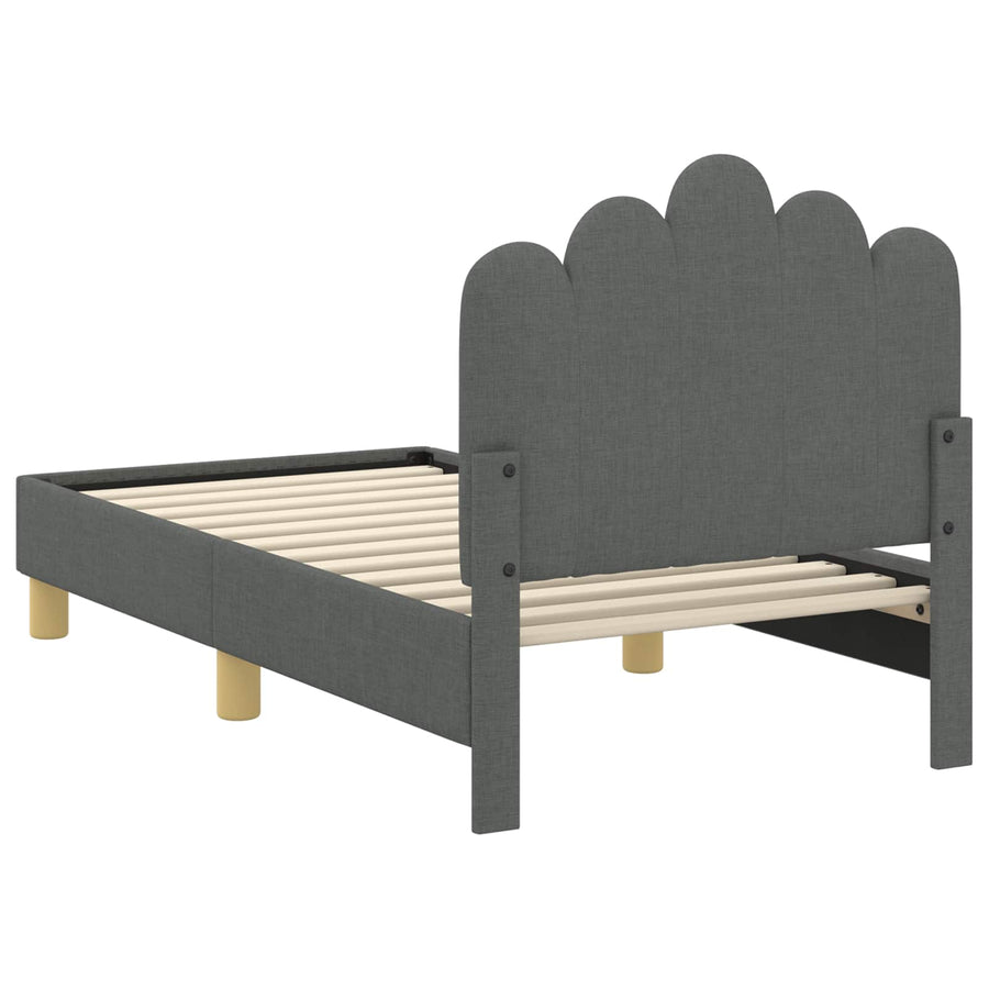 Peuterbedframe Met Hoofdbord Stof 70 x 140 cm Donkergrijs