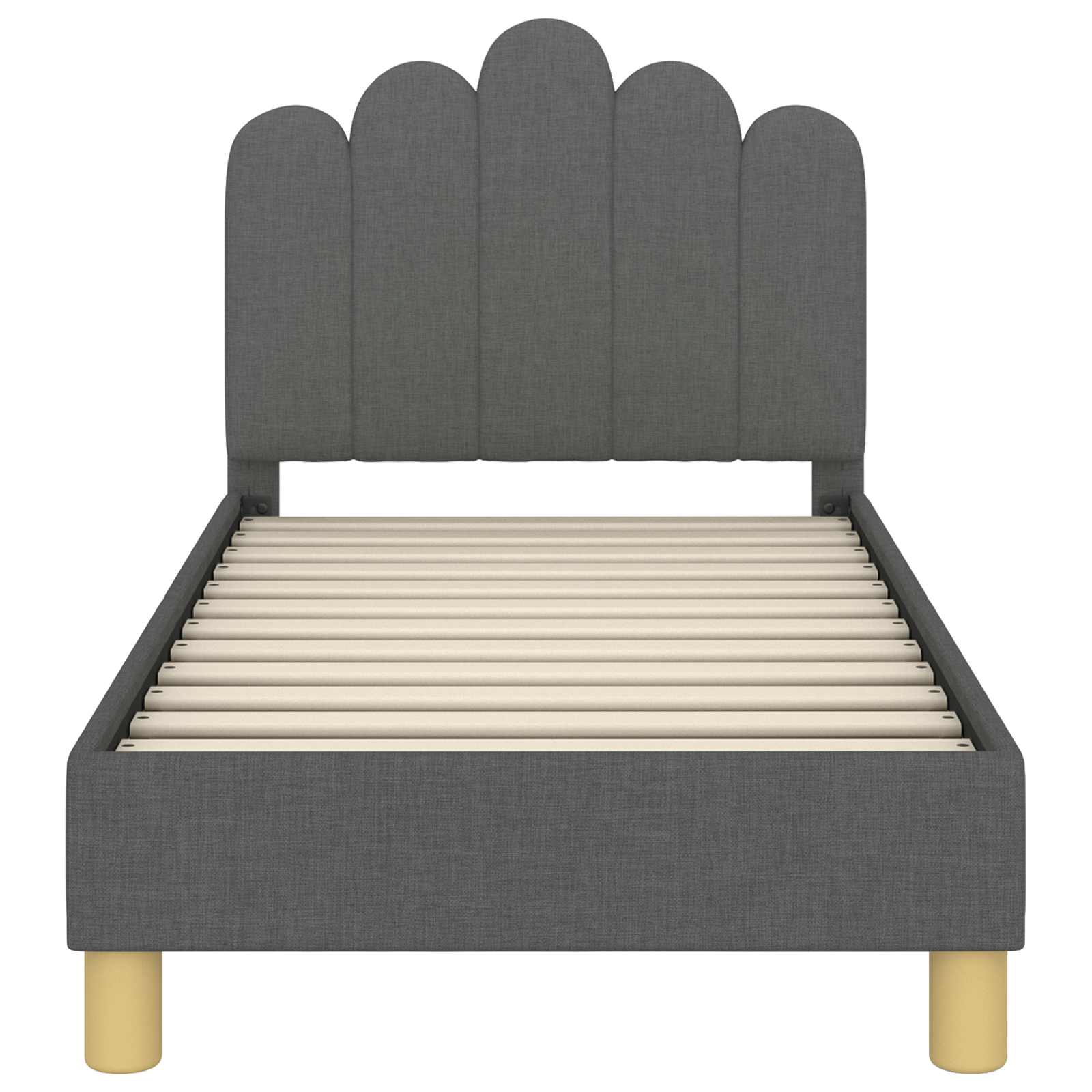 Peuterbedframe Met Hoofdbord Stof 70 x 140 cm Donkergrijs