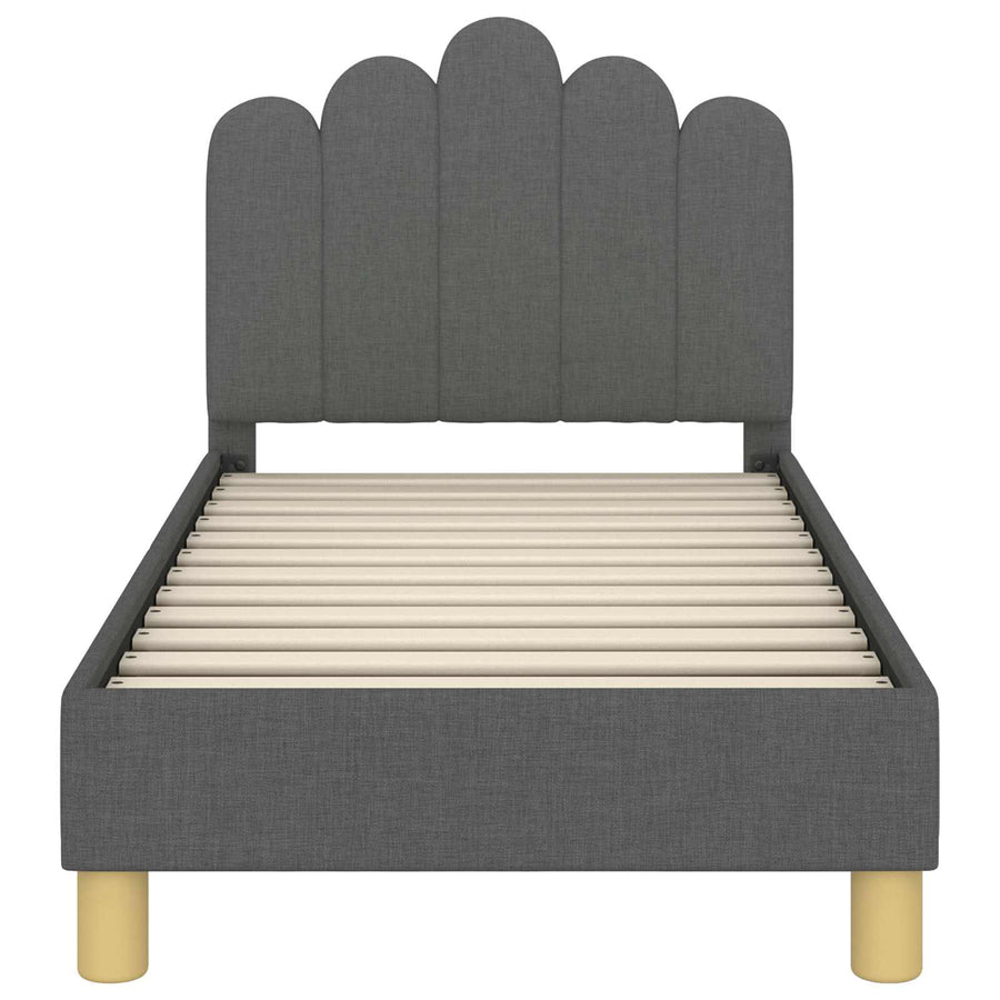 Peuterbedframe Met Hoofdbord Stof 70 x 140 cm Donkergrijs