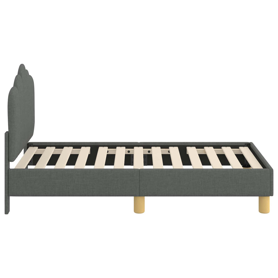 Peuterbedframe Met Hoofdbord Stof 70 x 140 cm Donkergrijs