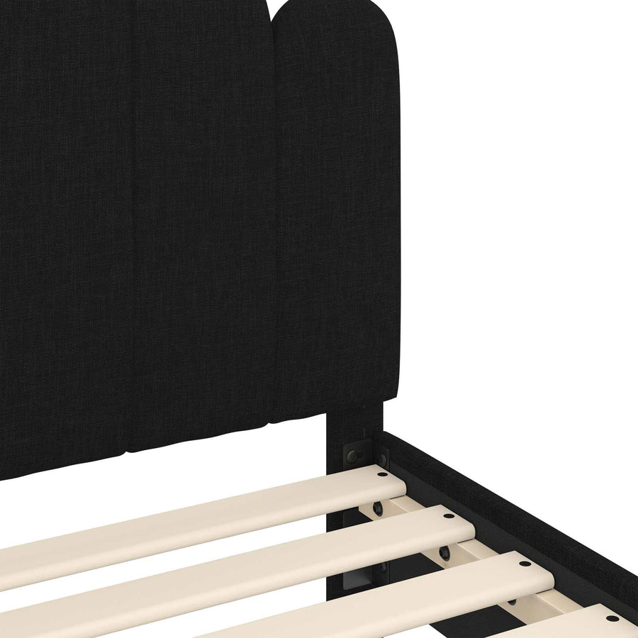 Peuterbedframe met hoofdbord Zwart 70 x 140 cm Stof