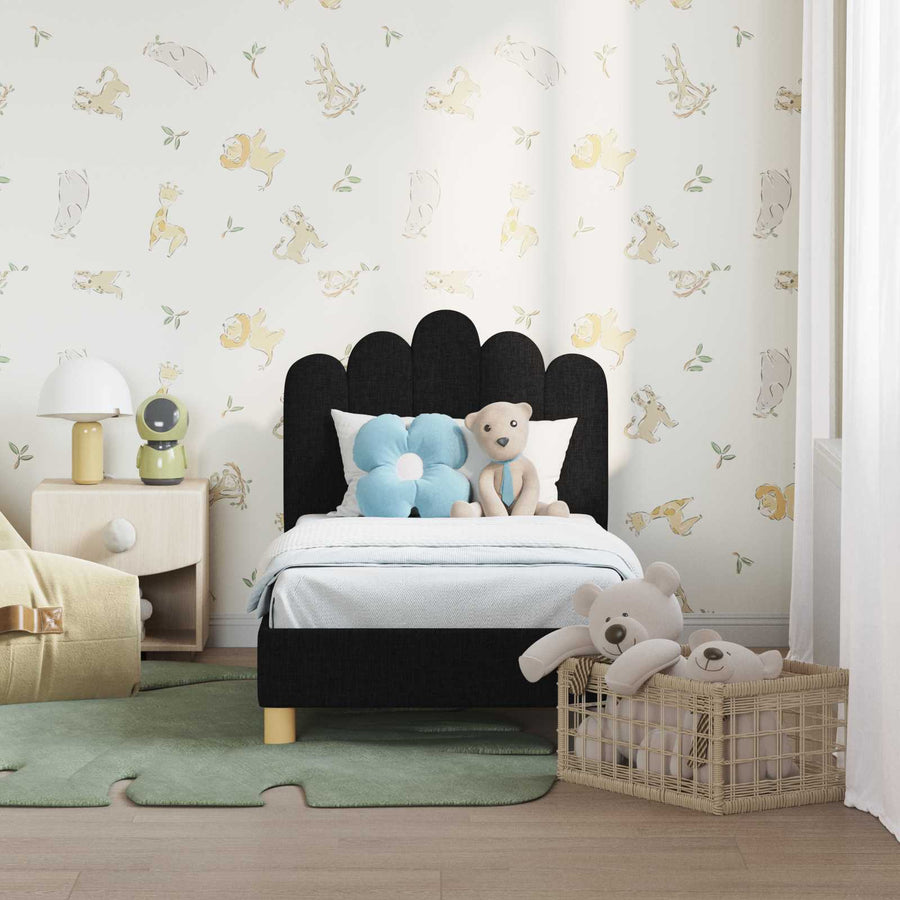 Peuterbedframe met hoofdbord Zwart 70 x 140 cm Stof