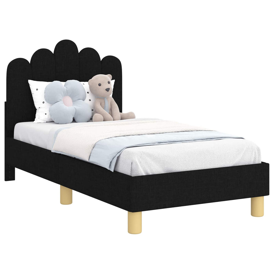 Peuterbedframe met hoofdbord Zwart 70 x 140 cm Stof