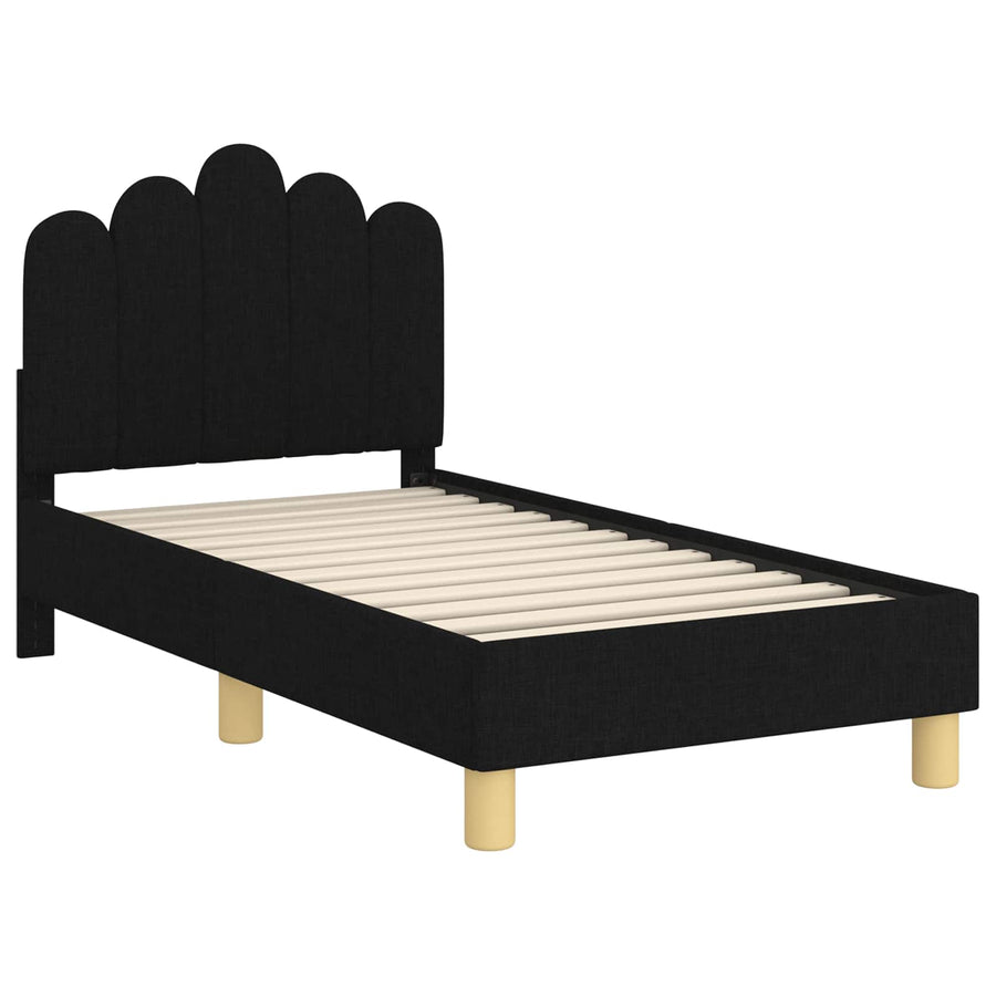 Peuterbedframe met hoofdbord Zwart 70 x 140 cm Stof