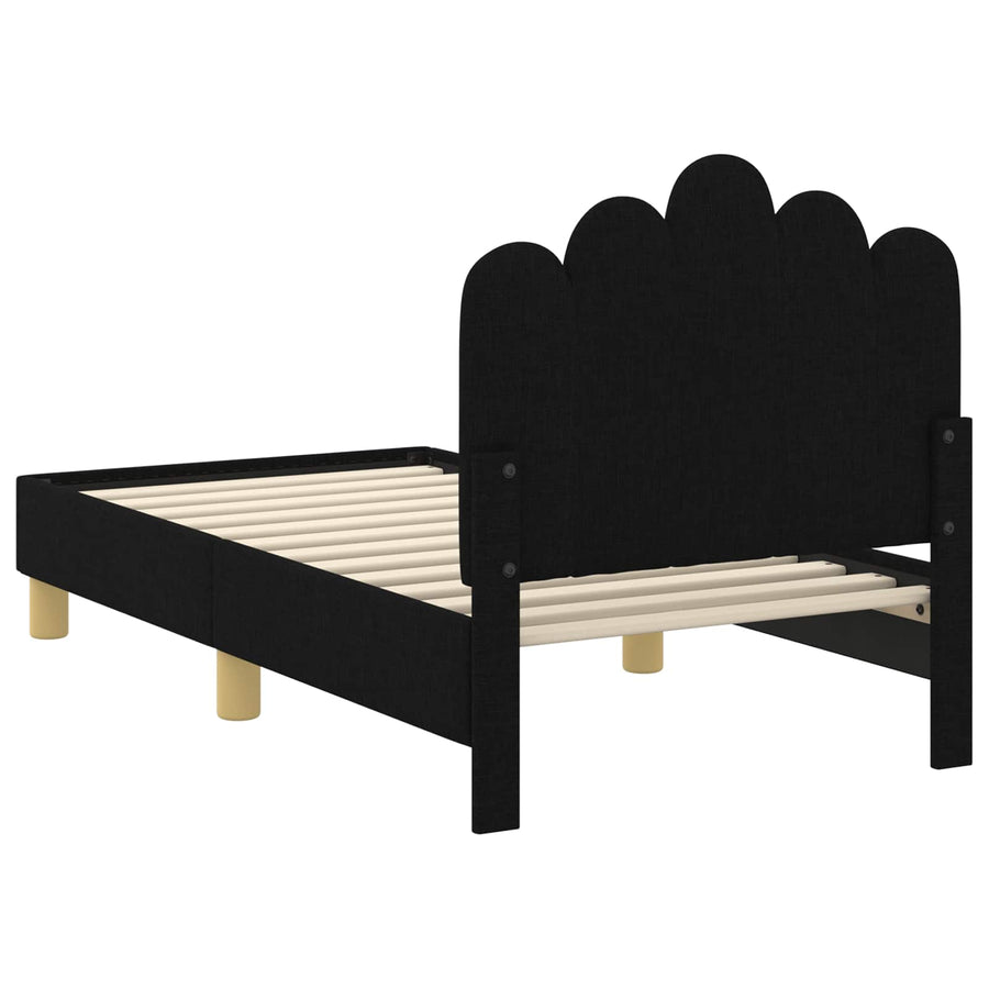 Peuterbedframe met hoofdbord Zwart 70 x 140 cm Stof