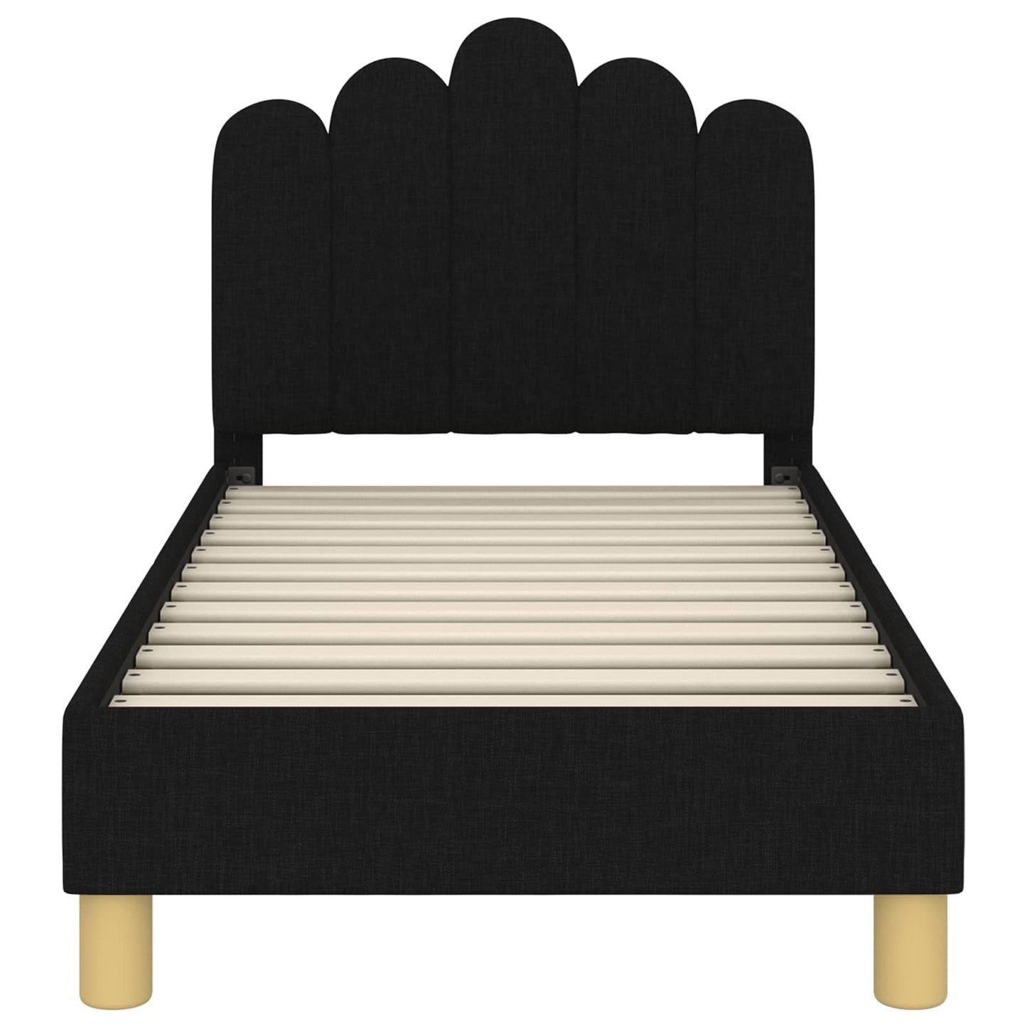 Peuterbedframe met hoofdbord Zwart 70 x 140 cm Stof