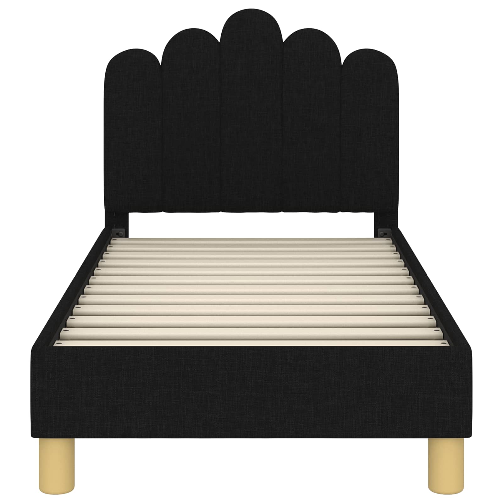 Peuterbedframe met hoofdbord Zwart 70 x 140 cm Stof