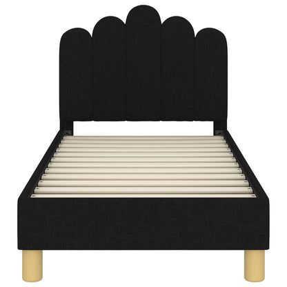 Peuterbedframe met hoofdbord Zwart 70 x 140 cm Stof