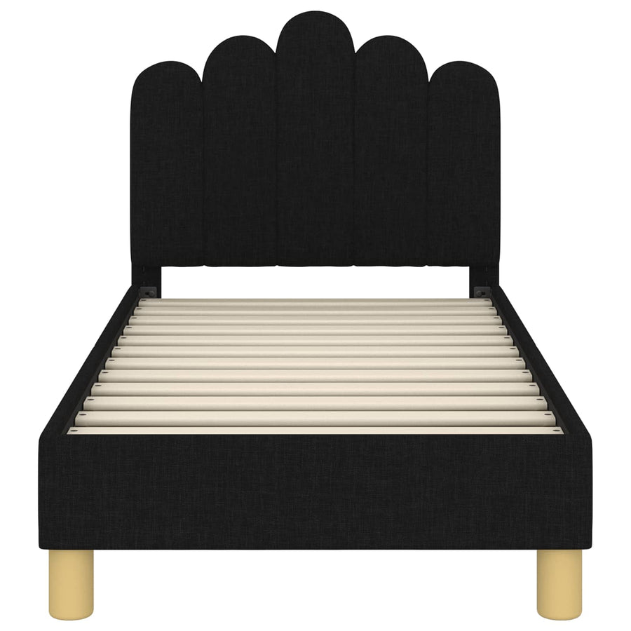 Peuterbedframe met hoofdbord Zwart 70 x 140 cm Stof