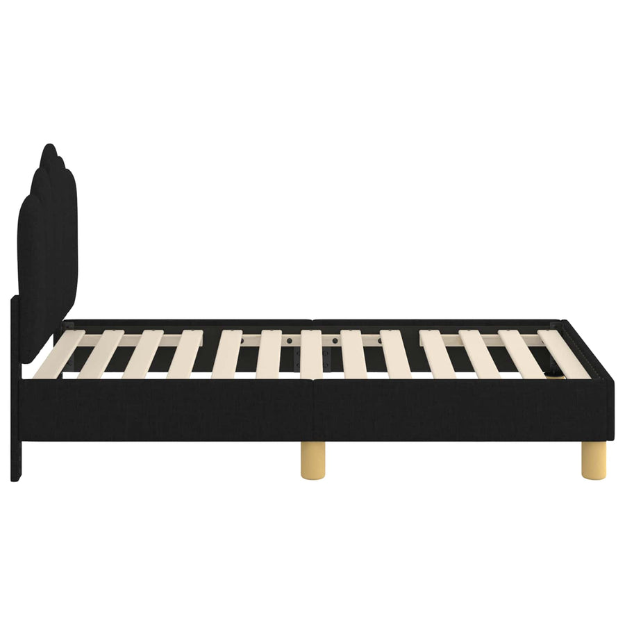 Peuterbedframe met hoofdbord Zwart 70 x 140 cm Stof
