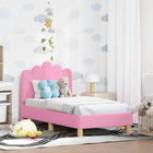 Toddler bed frame with headboard Pink 70 x 140 cm Fabric