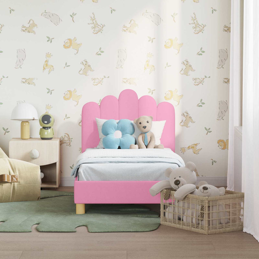 Peuterbedframe met hoofdbord Roze 70 x 140 cm Stof