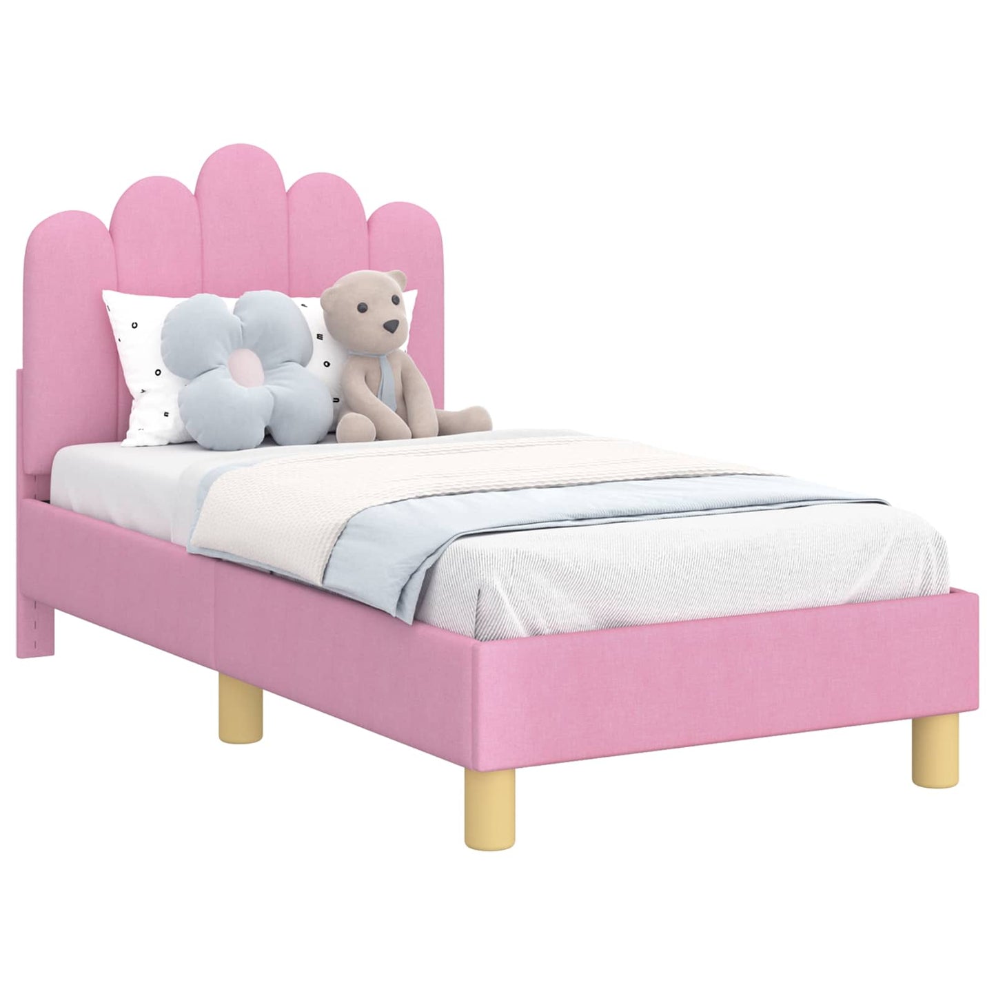 Peuterbedframe met hoofdbord Roze 70 x 140 cm Stof