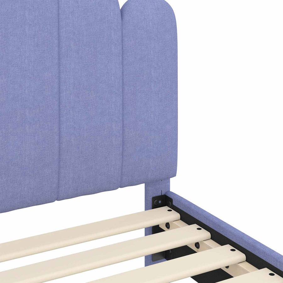 Peuterbedframe met hoofdbord Jeans Blauw 70 x 140 cm Stof