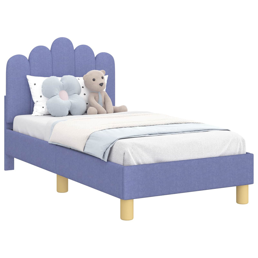 Peuterbedframe met hoofdbord Jeans Blauw 70 x 140 cm Stof
