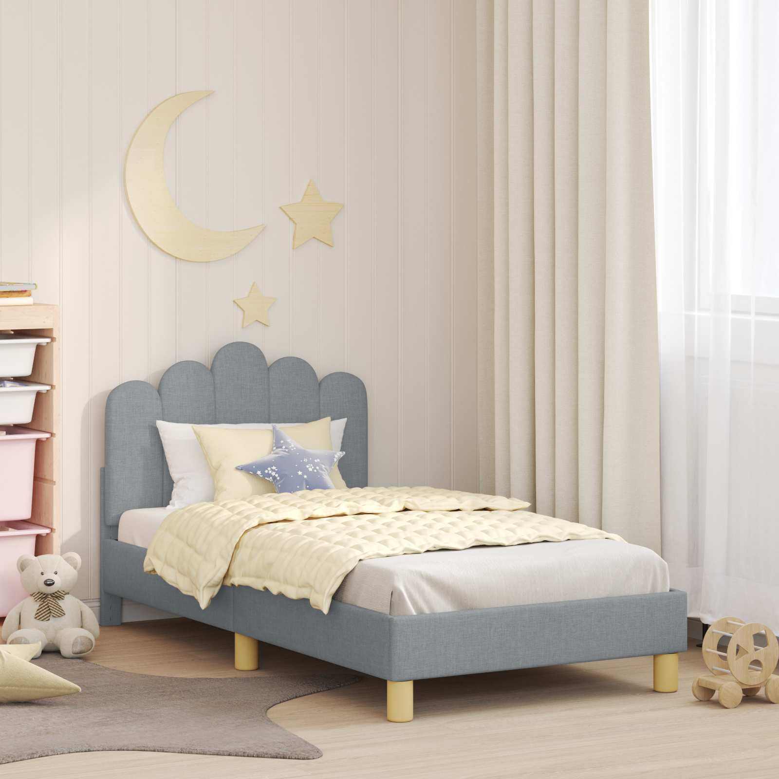 Bedframe voor kinderen met hoofdbord Lichtgrijs 80 x 160 cm